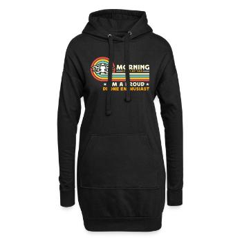 Drone Enthusiast Morning Is Not My Time Aviation - Hoodie-Kleid - Schwarz - Vorne