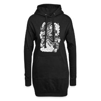 T-shirt Samurai : Platine vinyle avec Techno & Tiger - Sweat-shirt à capuche long Femme - noir - Devant