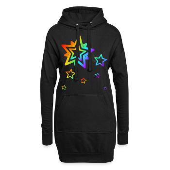 étoiles colorées étoile filante arc-en-ciel dégradé - Sweat-shirt à capuche long Femme - noir - Devant