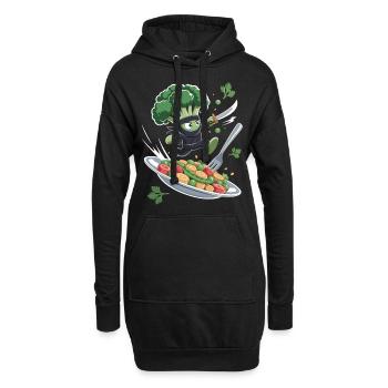 Brocoli Ninja en action - Sweat-shirt à capuche long Femme - noir - Devant