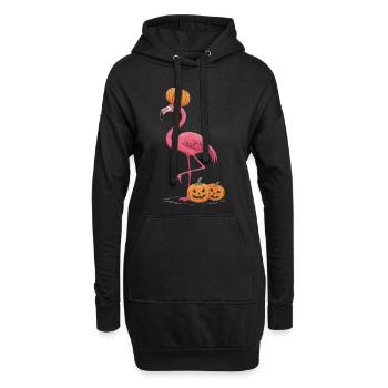 Flamant rose drôle avec citrouille – Chemise d’Halloween - Sweat-shirt à capuche long Femme - noir - Devant