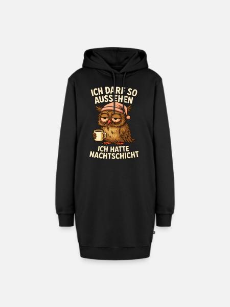 Nachtschicht Nachtdienst Krankenschwester Eule - Hoodie-Kleid - Schwarz