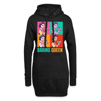 Cuisson Gâteau Cuisson Reine Cuisson Fée Boulanger Pop Art - Sweat-shirt à capuche long Femme - noir - Devant
