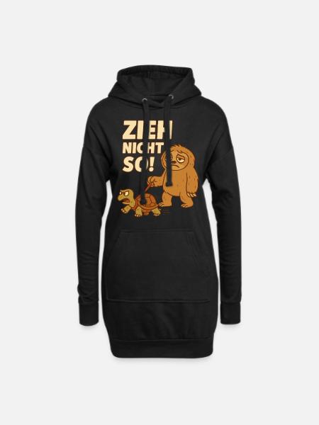 Faultier Spruch Zieh Nicht So Schildkröte Wandern - Hoodie-Kleid - Schwarz