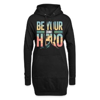 Sei dein eigener Held – Motivationsshirt - Hoodie-Kleid - Schwarz - Vorne