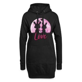 Bunny love - Cadeau de la Saint-Valentin - Sweat-shirt à capuche long Femme - noir - Devant