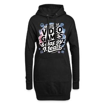 Gamer & Fastfood – Besser wird's nicht - Hoodie-Kleid - Schwarz - Vorne