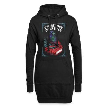 Tarot Rabe auf Zauberbuch – Frecher Mindset-Spruch - Hoodie-Kleid - Schwarz - Vorne