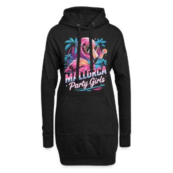 Mallorca Party Girls Flamingo Shirt - Hoodie-Kleid - Schwarz - Vorne