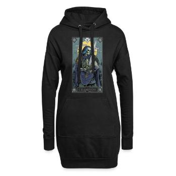 Carte de tarot Champion Guerrier squelette - Sweat-shirt à capuche long Femme - noir - Devant