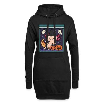 Süßes Halloween Axolotl mit Hexenhut - Hoodie-Kleid - Schwarz - Vorne