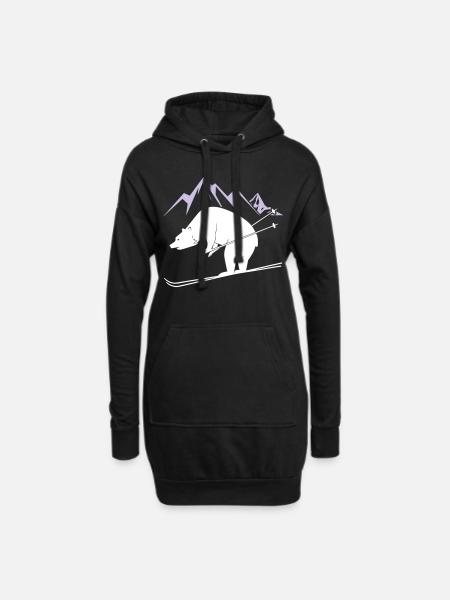 Snowboard Bear - Hoodie-Kleid - Schwarz