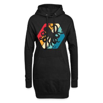 Krake Tintenfisch Octopus Ozean Meer Retro - Hoodie-Kleid - Schwarz - Vorne