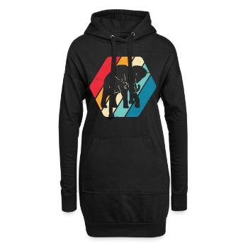 Elephant Animal Africa Safari Rétro - Sweat-shirt à capuche long Femme - noir - Devant