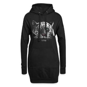 Tête de tigre tigre blanc - Sweat-shirt à capuche long Femme - noir - Devant