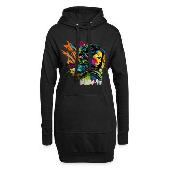 Urban Art im Graffiti-Stil - Hoodie-Kleid - Schwarz - Vorne