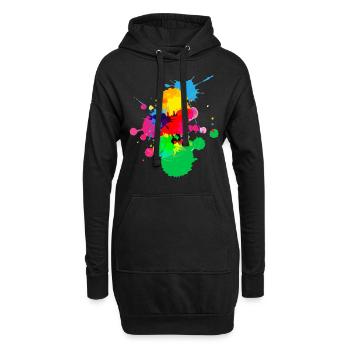 Taches de peinture - Sweat-shirt à capuche long Femme - noir - Devant