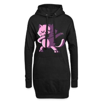 Chat tamponné, tamponnez l'animal mignon - Sweat-shirt à capuche long Femme - noir - Devant