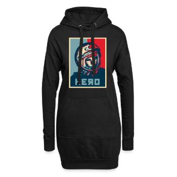 Le héros astronaute cosmonaute Gagarine premier dans l'espace - Sweat-shirt à capuche long Femme - noir - Devant