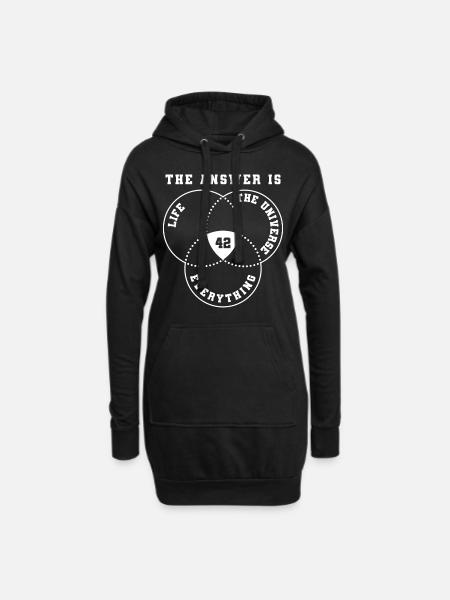 Die Antwort ist 42 - Hoodie-Kleid - Schwarz