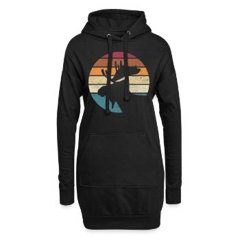 Elch, Skandinavien, Vintage, Norwegen Geschenk - Hoodie-Kleid - Schwarz - Vorne