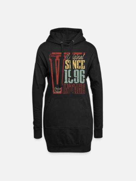 1996 Geburtstag Geburtsjahr Baujahr Vintage Retro - Hoodie-Kleid - Schwarz