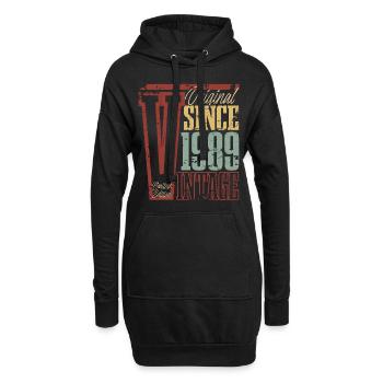 1989 Anniversaire Année de naissance Année de construction Vintage Rétro - Sweat-shirt à capuche long Femme - noir - Devant