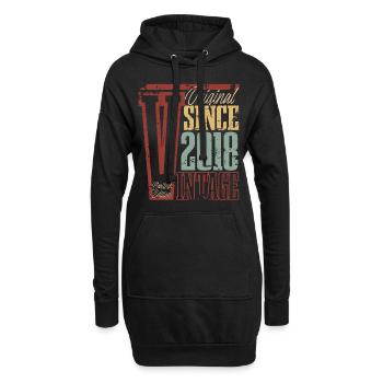 2018 Anniversaire Année de naissance Année de construction Vintage Rétro - Sweat-shirt à capuche long Femme - noir - Devant