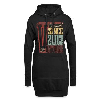 2013 Anniversaire Année de naissance Année de construction Vintage Rétro - Sweat-shirt à capuche long Femme - noir - Devant