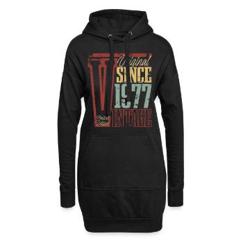 1977 Anniversaire Année de naissance Année de construction Vintage Rétro - Sweat-shirt à capuche long Femme - noir - Devant