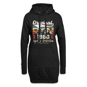 1980 - Geschenk geboren im Jahr 1980 - Hoodie-Kleid - Schwarz - Vorne