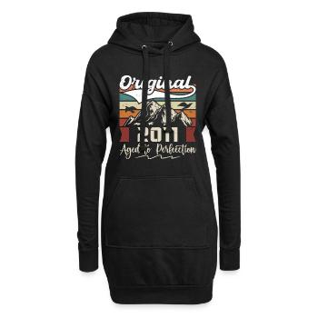 2011 - Geschenk geboren im Jahr 2011 - Hoodie-Kleid - Schwarz - Vorne