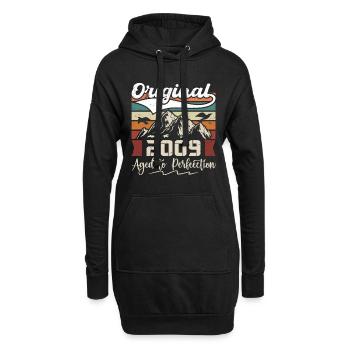 2009 - Geschenk geboren im Jahr 2009 - Hoodie-Kleid - Schwarz - Vorne