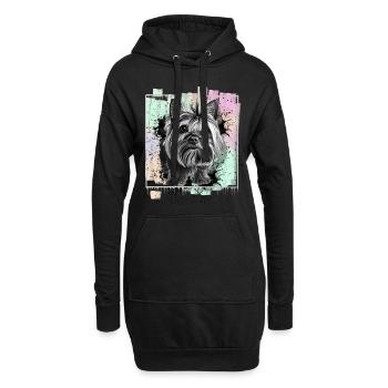 Yorkshire Terrier Yorkie - Hoodie-Kleid - Schwarz - Vorne