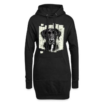 Schwarze Deutsche Dogge Hund - Hoodie-Kleid - Schwarz - Vorne