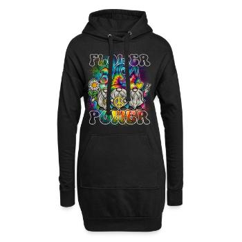 Flower Power Gnomes Tie Dye Peace - Hoodie-Kleid - Schwarz - Vorne