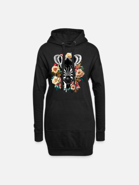 Zebra - Hoodie-Kleid - Schwarz