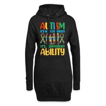 Autismus Autist - Hoodie-Kleid - Schwarz - Vorne