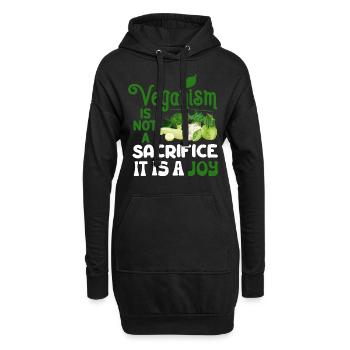 Vegan Veganismus - Hoodie-Kleid - Schwarz - Vorne