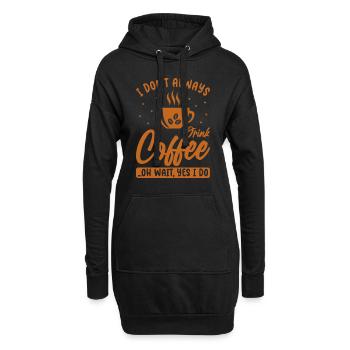 Kaffee - Hoodie-Kleid - Schwarz - Vorne