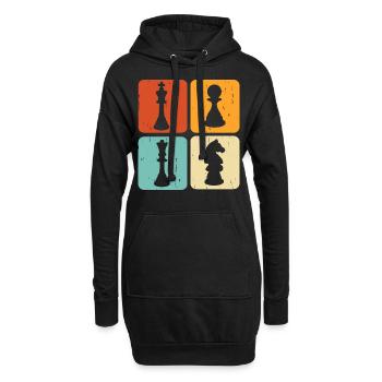 Schach - Hoodie-Kleid - Schwarz - Vorne