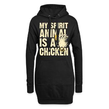 Hühner Huhn - Hoodie-Kleid - Schwarz - Vorne