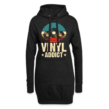 Vinyl Addict - Hoodie-Kleid - Schwarz - Vorne