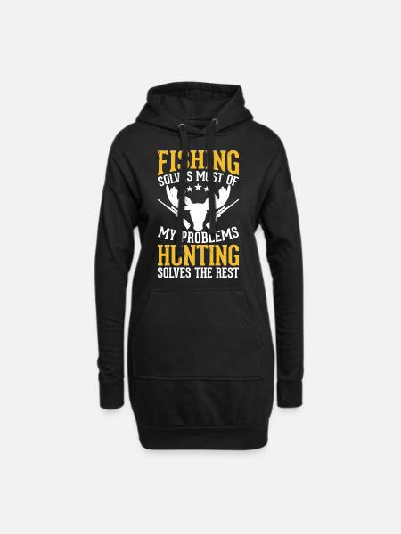Jäger Jagen Angeln - Hoodie-Kleid - Schwarz