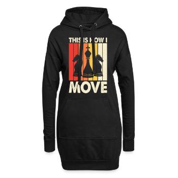 Schach - Hoodie-Kleid - Schwarz - Vorne