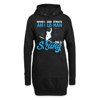 Ski Skifahren Skifahrer - Hoodie-Kleid - Schwarz - Vorne