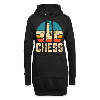 Schach - Hoodie-Kleid - Schwarz - Vorne