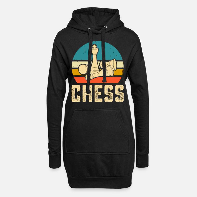 Schach - Hoodie-Kleid - Schwarz
