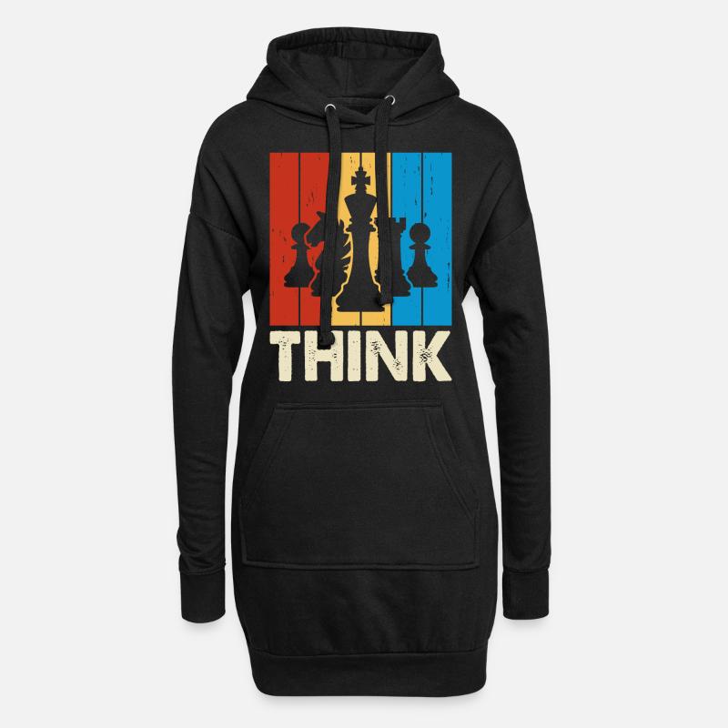 Schach - Hoodie-Kleid - Schwarz