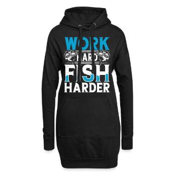 Angeln Angler Fischen - Hoodie-Kleid - Schwarz - Vorne